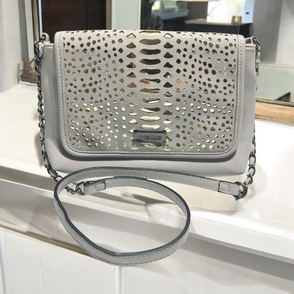 bebe Handbags - bebe Women’s Chain Crossbody Bag Purse Grey/ Gold